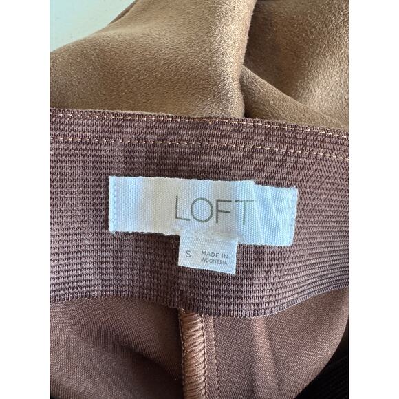 4 for $10 Loft Faux Suede Pull On Pants Camel EUC S - Picture 5 of 6